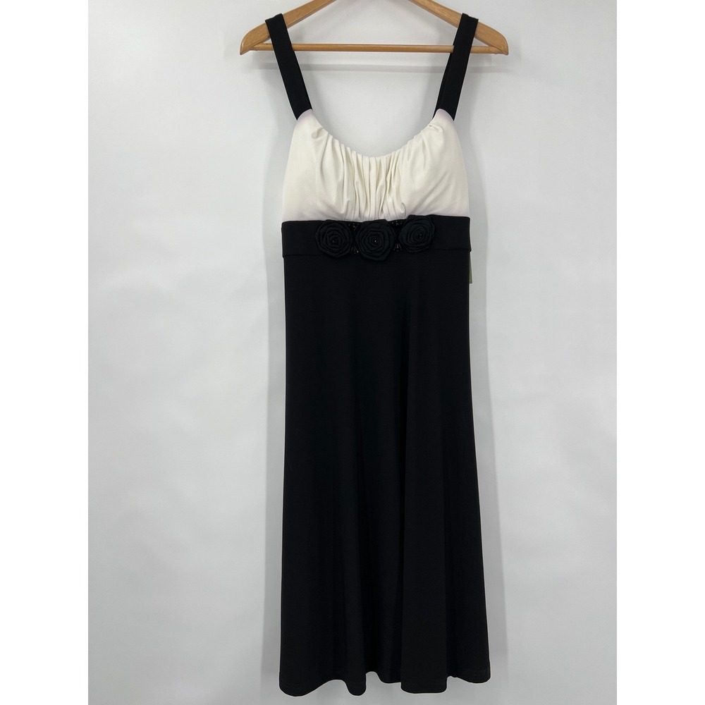 Jessica Howard 14 Fit & Flare Dress Floral Beads Midi‎ Babydoll Sleeveless